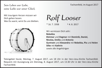 Traueranzeige von Rolf Looser von Schwäbische Post
