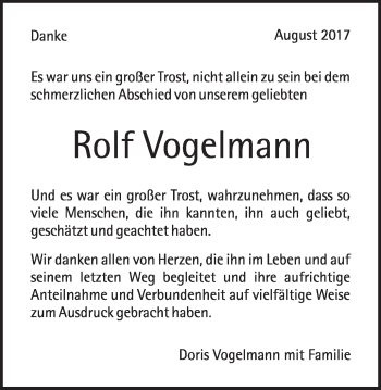 Traueranzeige von Rolf Vogelmann von Gmünder Tagespost
