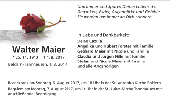 Traueranzeige von Walter Maier von Schwäbische Post