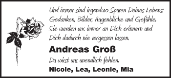 Traueranzeige von Andreas Groß von Schwäbische Post