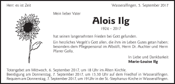 Traueranzeige von Alois Ilg von Schwäbische Post