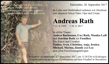 Traueranzeige von Andreas Rath von Schwäbische Post