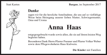 Traueranzeige von Anna Haas von Gmünder Tagespost