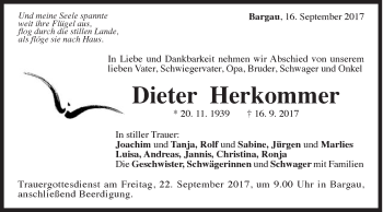 Traueranzeige von Dieter Herkommer von Gmünder Tagespost