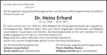 Traueranzeige von Heinz Erhard