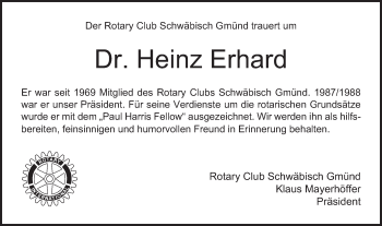 Traueranzeige von Heinz Erhard