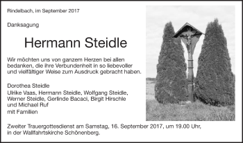 Traueranzeige von Hermann Steidle von Schwäbische Post