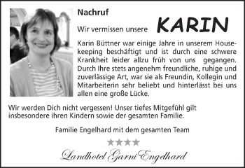 Traueranzeige von Karin Büttner von Schwäbische Post
