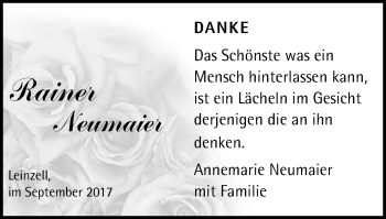 Traueranzeige von Rainer Neumaier von Gmünder Tagespost