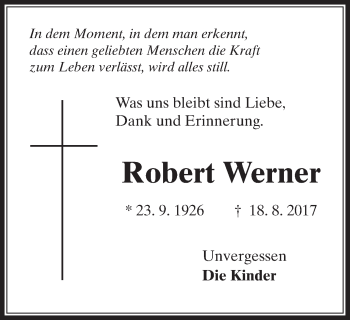 Traueranzeige von Robert Werner von Schwäbische Post