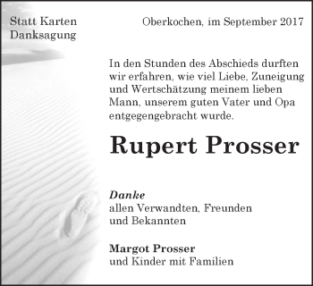 Traueranzeige von Rupert Prosser von Schwäbische Post