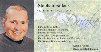Traueranzeige von Stephan Fallack von Schwäbische Post