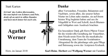 Traueranzeige von Agatha Werner von Gmünder Tagespost