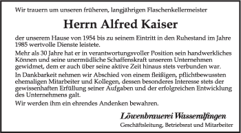 Traueranzeige von Alfred Kaiser von Schwäbische Post
