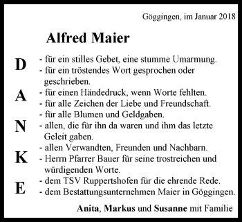 Traueranzeige von Alfred Maier von Gmünder Tagespost