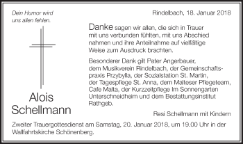 Traueranzeige von Alois Schellmann von Schwäbische Post