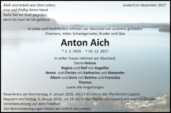 Traueranzeige von Anton Aich von Schwäbische Post
