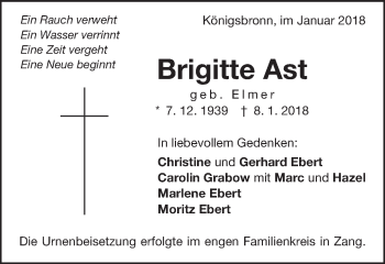 Traueranzeige von Brigitte Ast von Amtsblatt_Oko