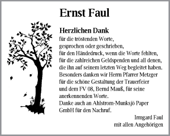 Traueranzeige von Ernst Faul von Schwäbische Post