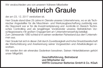 Traueranzeige von Heinrich Graule von Schwäbische Post