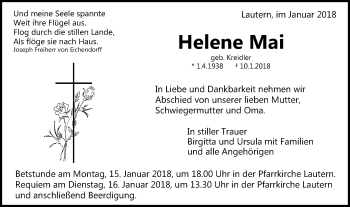 Traueranzeige von Helene Mai von Gmünder Tagespost