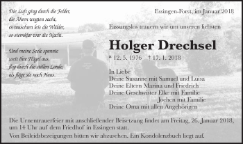 Traueranzeige von Holger  von Schwäbische Post