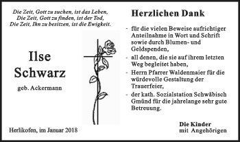 Traueranzeige von Ilse Schwarz von Gmünder Tagespost