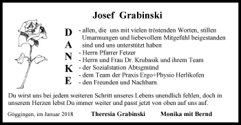 Traueranzeige von Josef Grabinski