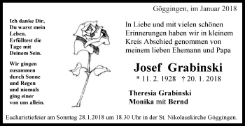 Traueranzeige von Josef Grabinski