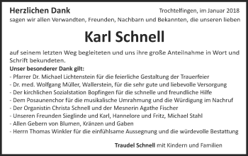 Traueranzeige von Karl Schnell von Schwäbische Post