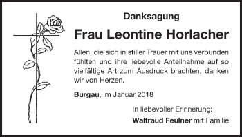 Traueranzeige von Leontine Horlacher von Schwäbische Post