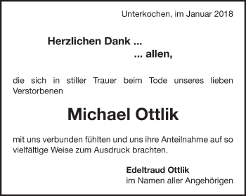 Traueranzeige von Michael Ottlik von Schwäbische Post