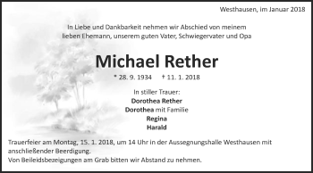 Traueranzeige von Michael Rether von Schwäbische Post