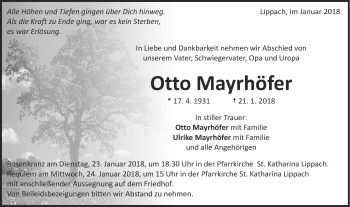 Traueranzeige von Otto Mayrhöfer von Schwäbische Post