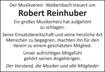 Traueranzeige von Robert Reinhuber von Gmünder Tagespost