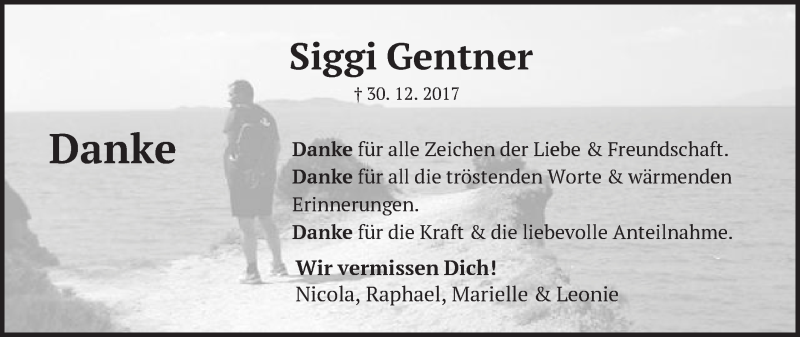  Traueranzeige für Siggi Gentner vom 19.01.2018 aus Schwäbische Post