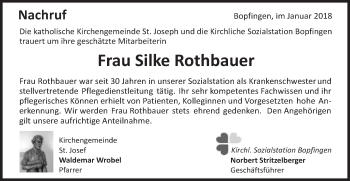 Traueranzeige von Silke Rothbauer von Schwäbische Post