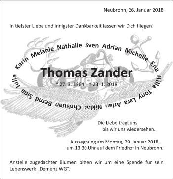 Traueranzeige von Thomas Zand von Schwäbische Post