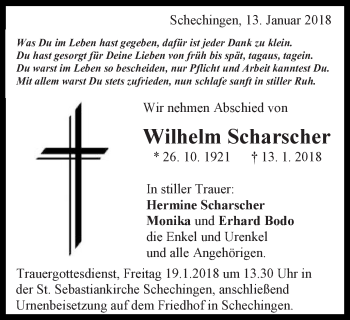 Traueranzeige von Wilhelm Scharscher