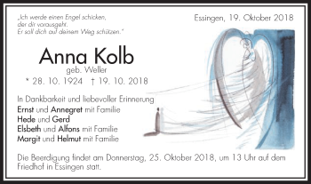 Traueranzeige von Anna Kolb von Schwäbische Post