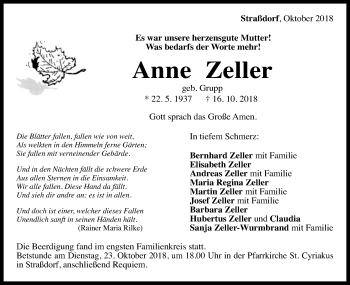 Traueranzeige von Anne Zeller von Gmünder Tagespost