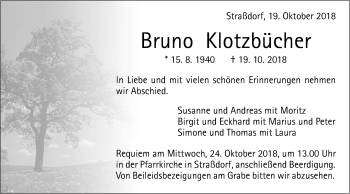 Traueranzeige von Bruno Klotzbücher