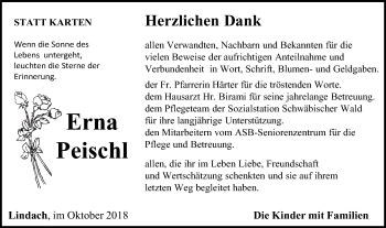 Traueranzeige von Erna Peischl von Gmünder Tagespost