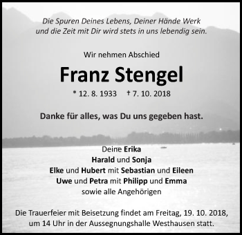 Traueranzeige von Franz Stengel von Schwäbische Post