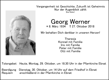 Traueranzeige von Georg Werner von Schwäbische Post