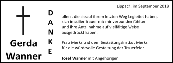 Traueranzeige von Gerda Wanner von Schwäbische Post