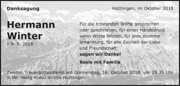 Traueranzeige von Hermann Winter von Schwäbische Post