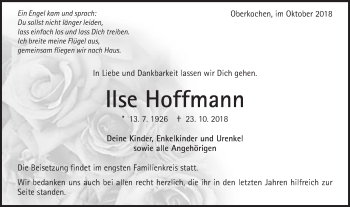 Traueranzeige von Ilse Hoffmann von Schwäbische Post