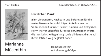 Traueranzeige von Marianne Mösenthin von Gmünder Tagespost