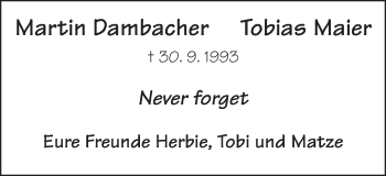 Traueranzeige von Martin und Tobias  von Schwäbische Post